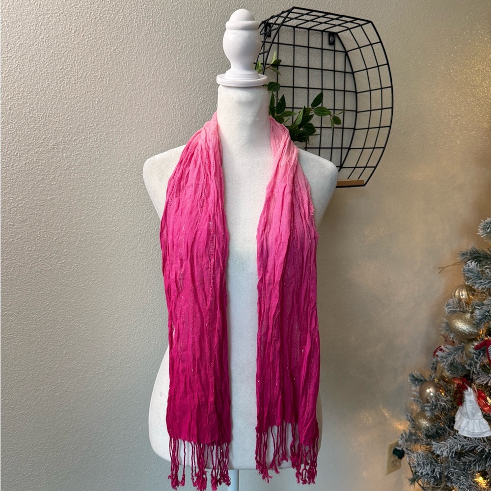 Y2K pink ombré glitter scarf